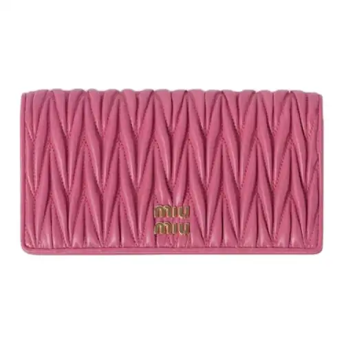 MIU MIU Matelassé Soft Sheep Leather Cell Phone Pouch, Shoulder Bag, Crossbody Bag Women's Rose Red