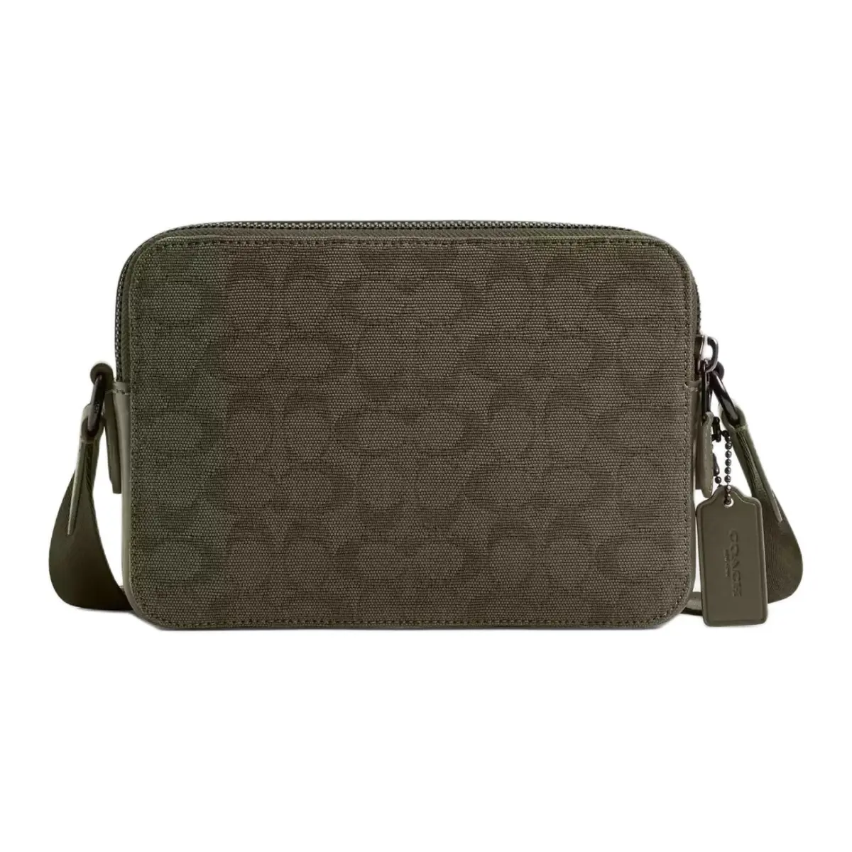 COACH Charter Iconic Canvas Jacquard With Calfskin Shoulder Bag, Crossbody Bag Medium Men's Army Green
