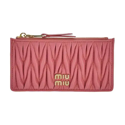 MIU MIU Matelassé Nappa Leather Card Holder, Wallet Women's Pink
