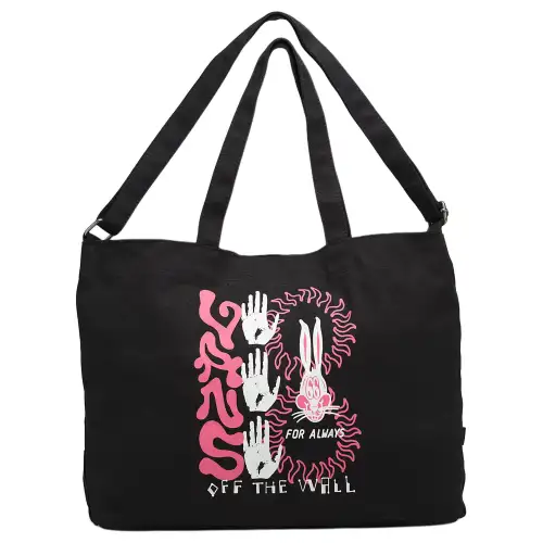 Vans Cotton Tote Bag, Shopping Bag, Shoulder Bag, Crossbody Bag, Handbag Regular Unisex Black