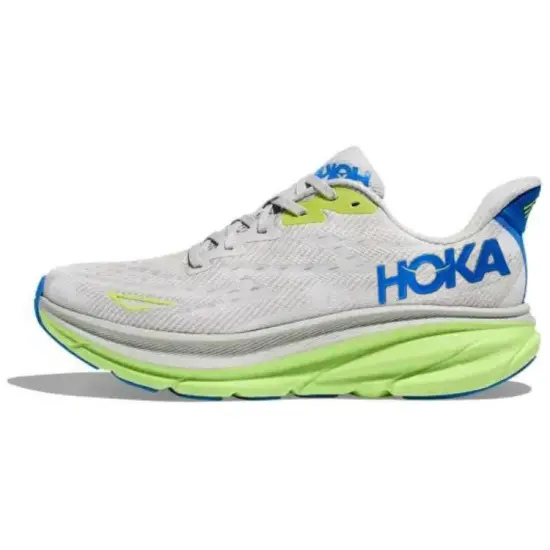 HOKA ONE ONE Clifton 9 Running Shoes Men Low-Top Gray Green/Blue