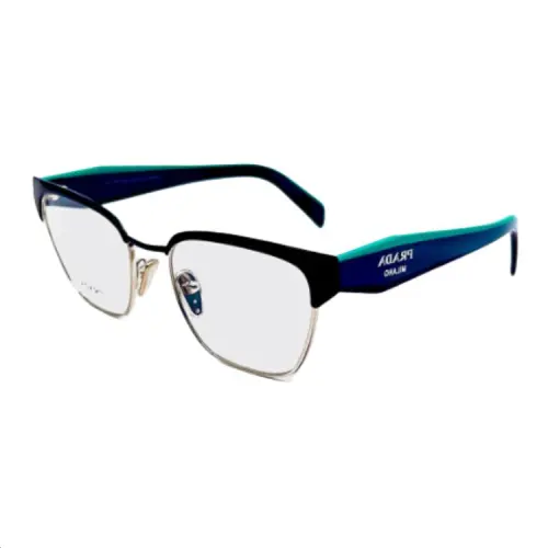 PRADA Brand Logo Acetate Metal Browline Eyeglass Frames Women's Green