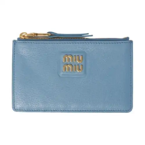 MIU MIU Leather Envelope Bag Wallet Women's Blue