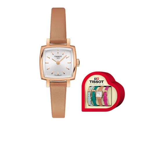 TISSOT Cute Collection Quartz Movement Women's Watch 20mm Silver Dial Stainless Steel Case Leather Strap