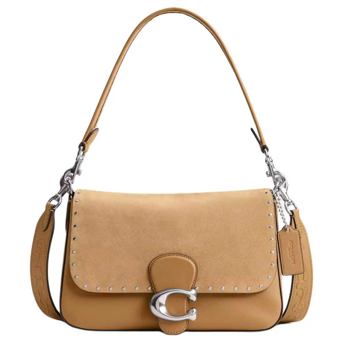 COACH Soft Tabby Suede Portable Crossbody Bag, Shoulder Bag Medium Women's Earthy Yellow