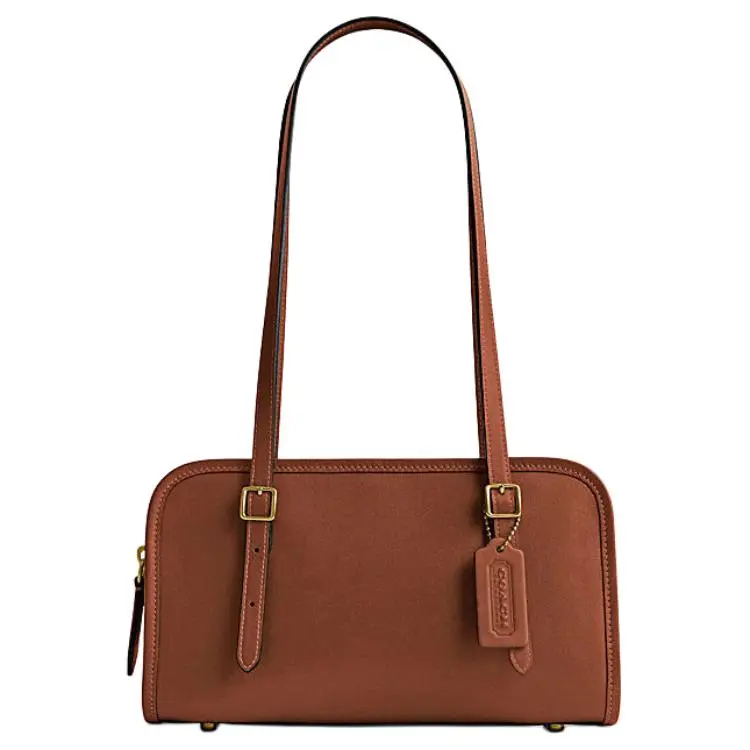 COACH Swing Zip Cow Leather Shoulder Bag Medium Women's Brown