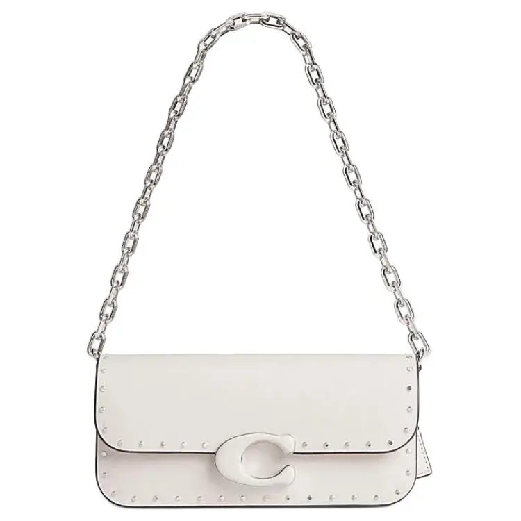 COACH IDOL Cow Leather Shoulder Bag Medium Women's Bright Nickel Hardware & Pink & White