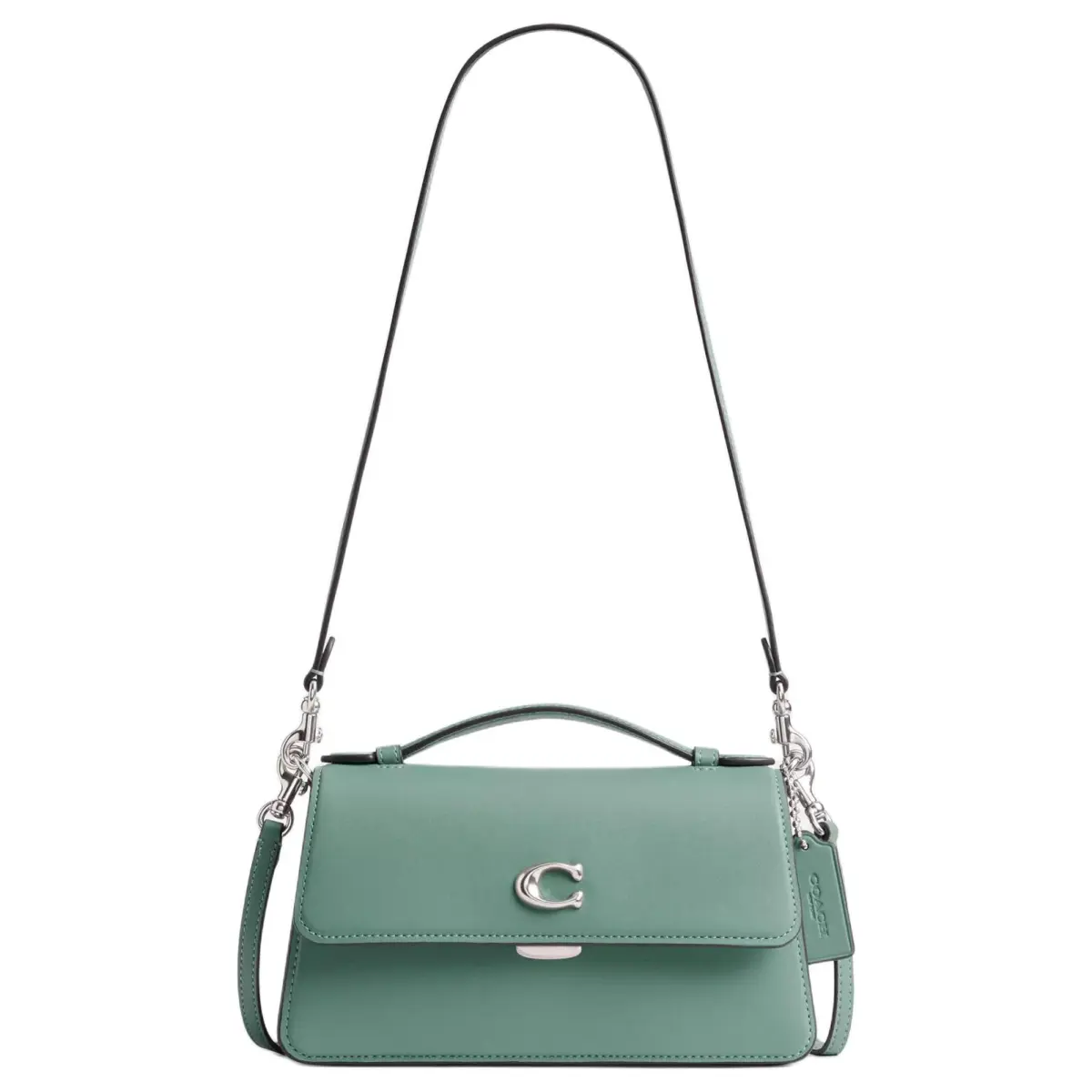 COACH Glove Tanned Leather Handbag, Shoulder Bag Medium Women's Blue Crystal