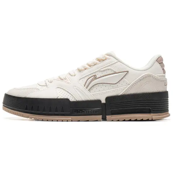 LINING Li Cheng Skateboard Shoes Women's Low-Top Mist White