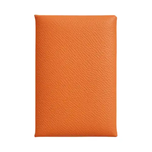 HERMES Calvi Epsom Calfskin Card Holder Women's 93 Orange Hermes Orange & Orange