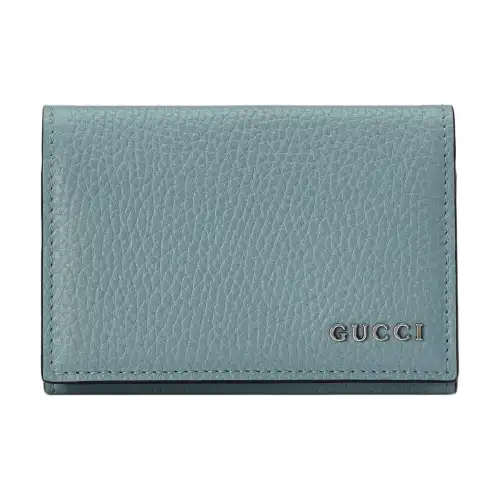 GUCCI Leather Card Holder, Wallet Men's Light Blue