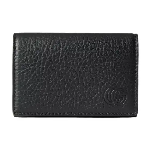 GUCCI Grain Leather Card Holder Men's Black