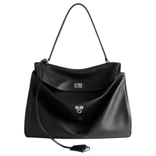 Balenciaga Calfskin One Shoulder Handbag Large Women's Black