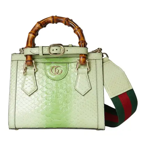 GUCCI Diana Python Skin Tote Handbag Mini Women's Gradient Green