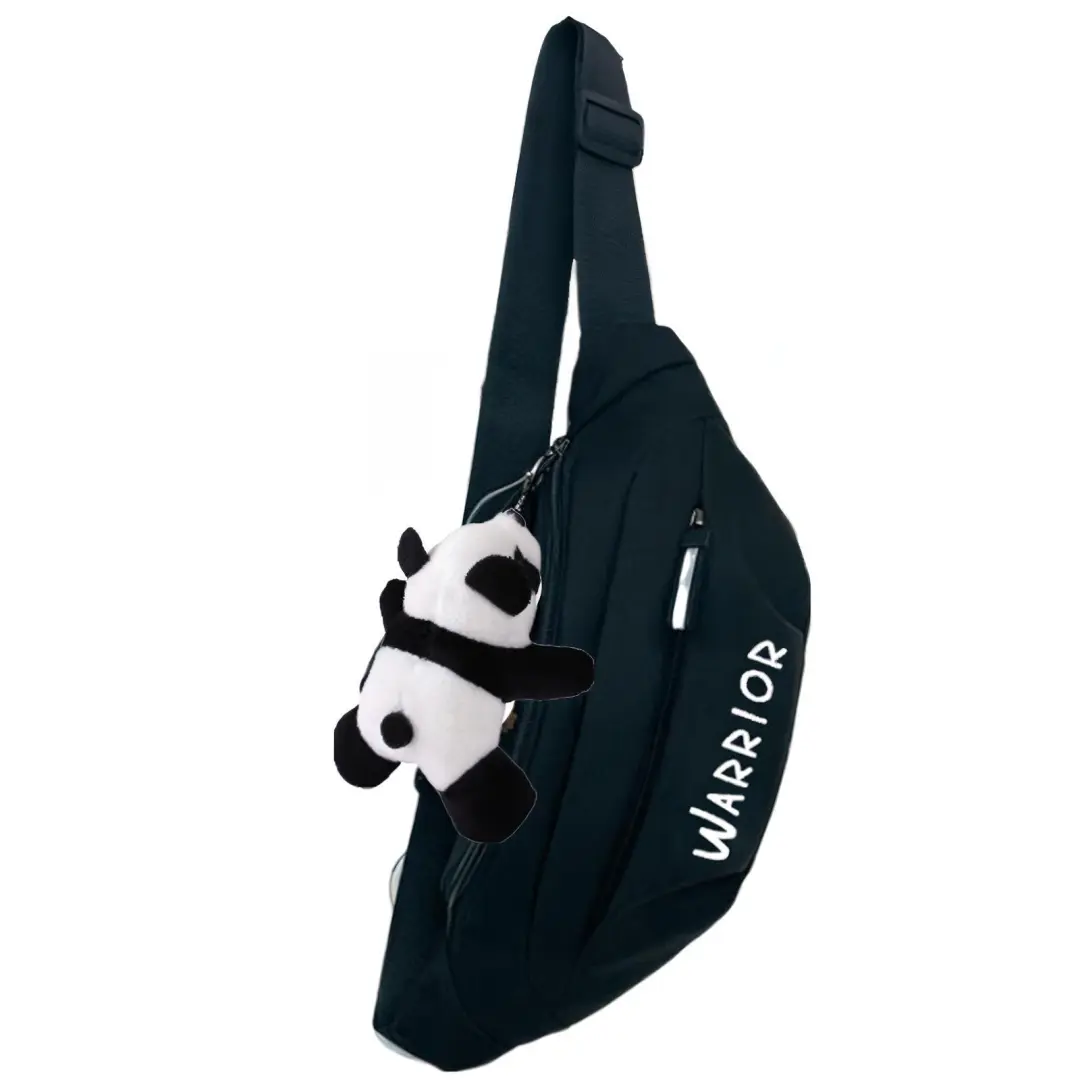 Warrior Nylon Sling Bag, Crossbody Bag, Shoulder Bag Unisex Black White