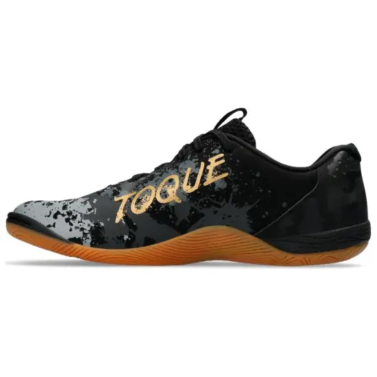 Asics Toque 7 Soccer Shoes Men Mid-Top Black Gray Gold