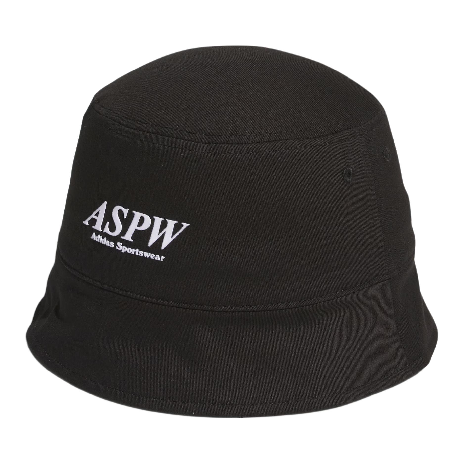 Adidas Letter Print Cotton, Elastane Bucket Hats Unisex Black