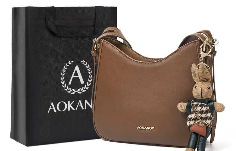 AOKANG Cow Leather Saddle Bag, Shoulder Bag, Shoulder Bag, Crossbody Bag Medium Women's