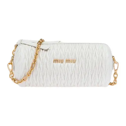MIU MIU Matelassé Soft Sheep Leather Handheld Crossbody Bag, Shoulder Bag Mini Women's White