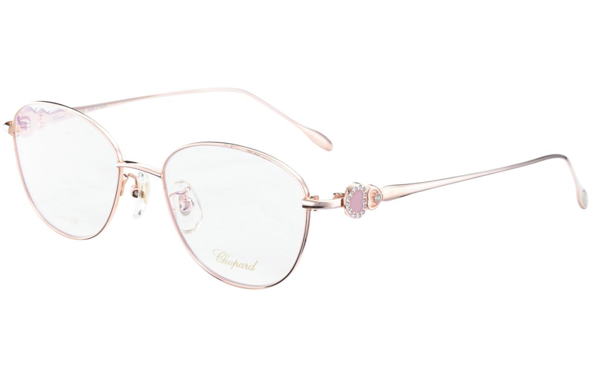 CHOPARD Happy Heart Jewelry Series Exquisite Pink Heart Fashionable Literary Round Frame Pure Titanium Round Optical Frame Women's