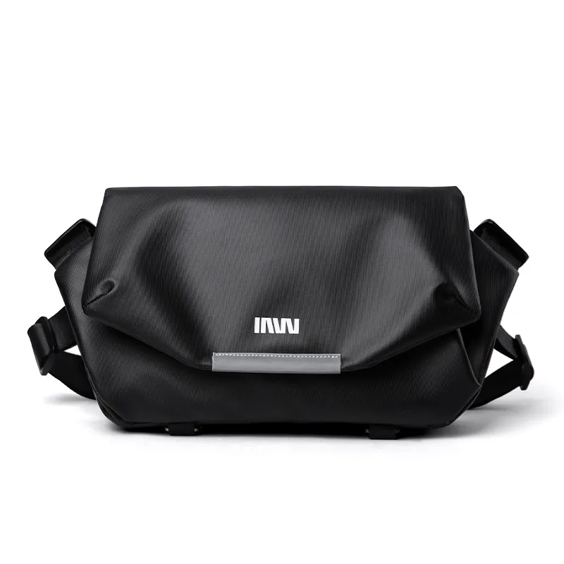 SEPTWOLVES Fabric Flap Chest Bag, Students Shoulder Bag, Crossbody Bag QPL Regular Unisex Black
