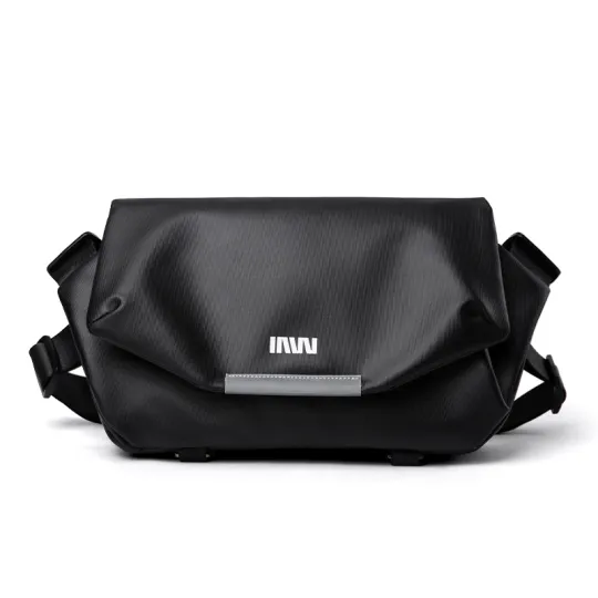 SEPTWOLVES Fabric Flap Chest Bag, Students Shoulder Bag, Crossbody Bag QPL Regular Unisex Black
