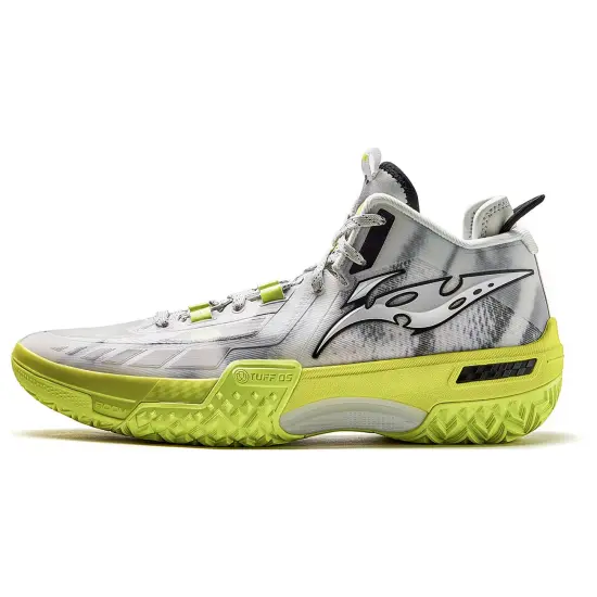 LINING Shudder Basketball Shoes Men Mid-Top Light Gray