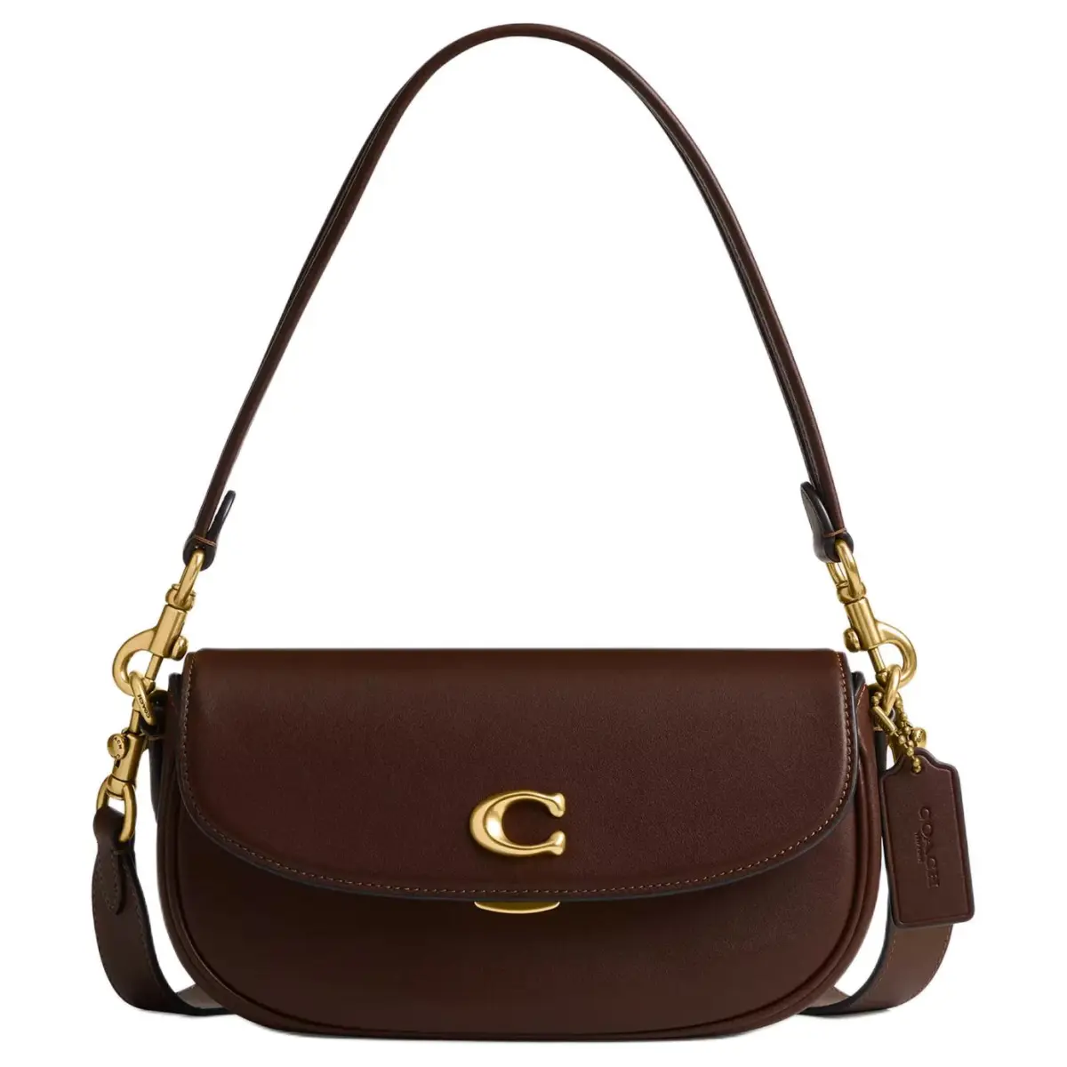 COACH Saddle Cow Leather Saddle Bag, Handbag, Shoulder Bag, Crossbody Bag Women's Brass And Maple