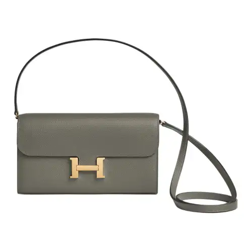 HERMES Constance To Go Gold tone Lock Evercolor Leather Crossbody Bags Women's 0L Grismeyer Rain Cloud Gray