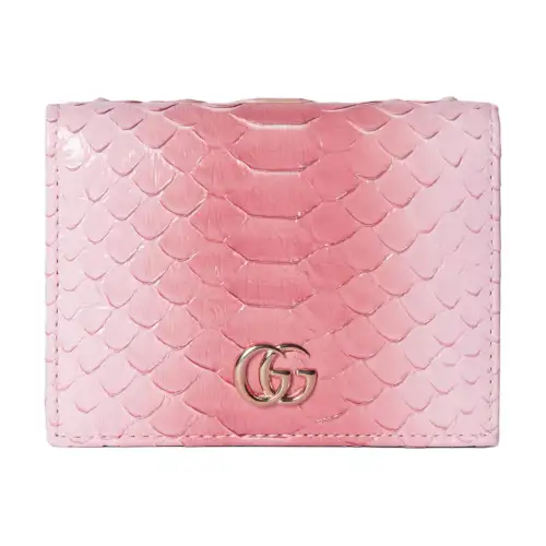 GUCCI GG Marmont Python Skin Wallet Women's Gradient Pink