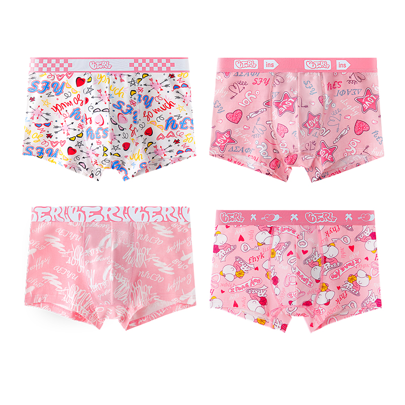 Disney Disney, cotton breathable light and thin cute fuchsia sports antibacterial fashionable trousers for students, trend shorts, underwear