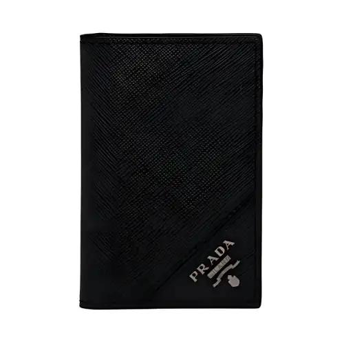 PRADA Saffiano Cow Leather Card Holder Men's Black