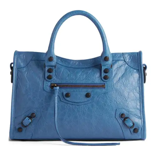 Balenciaga Le City Lambskin Tote Bag, Shopping Bag, Shoulder Bag, Crossbody Bag, Handbag Small Women's Blue