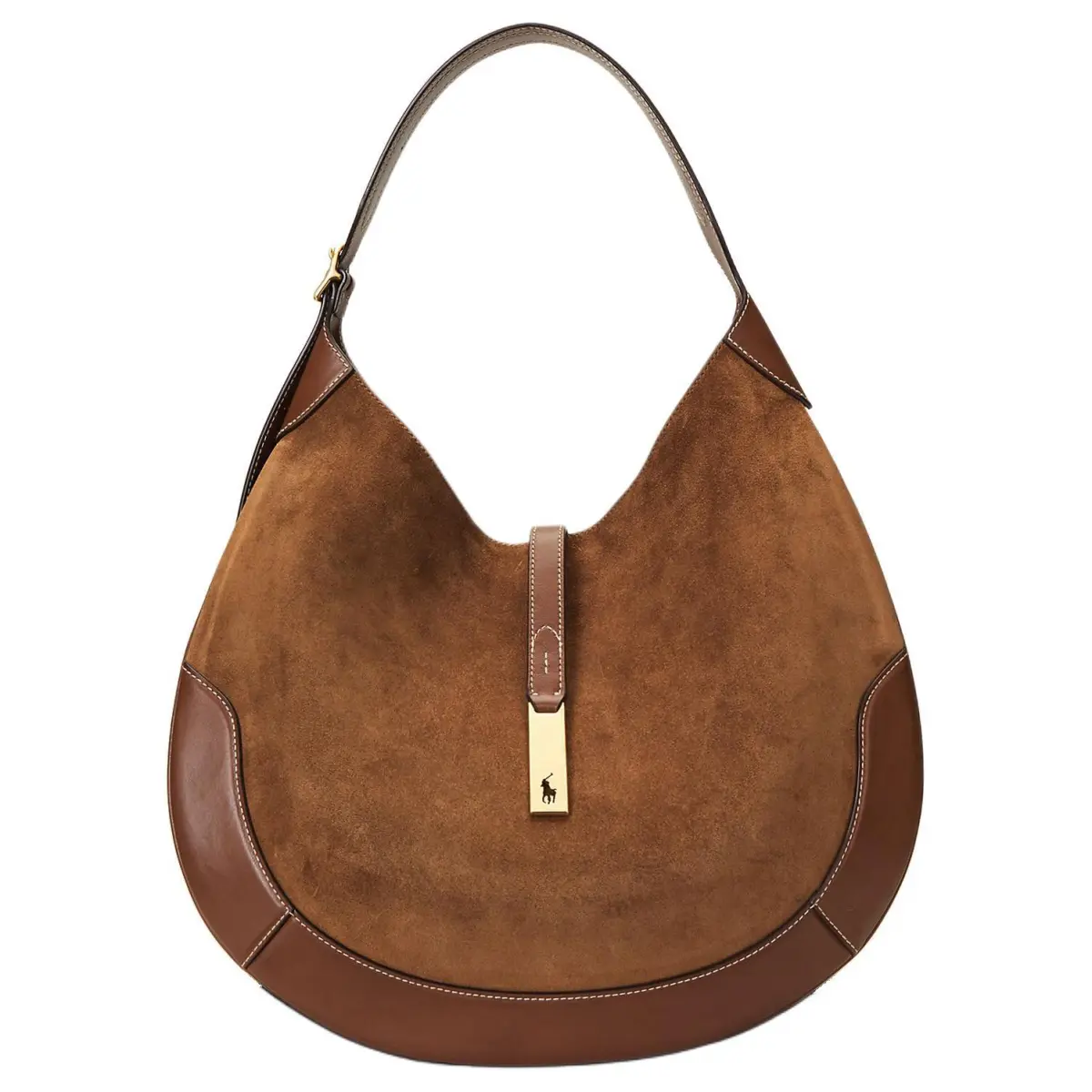 Polo Ralph Lauren Polo ID Nubuck Handbag, Shoulder Bag Large Women's Brown
