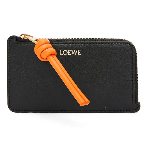 LOEWE Bright Nappa Leather Card Holder Regular Women's Black & Dazzling Orange