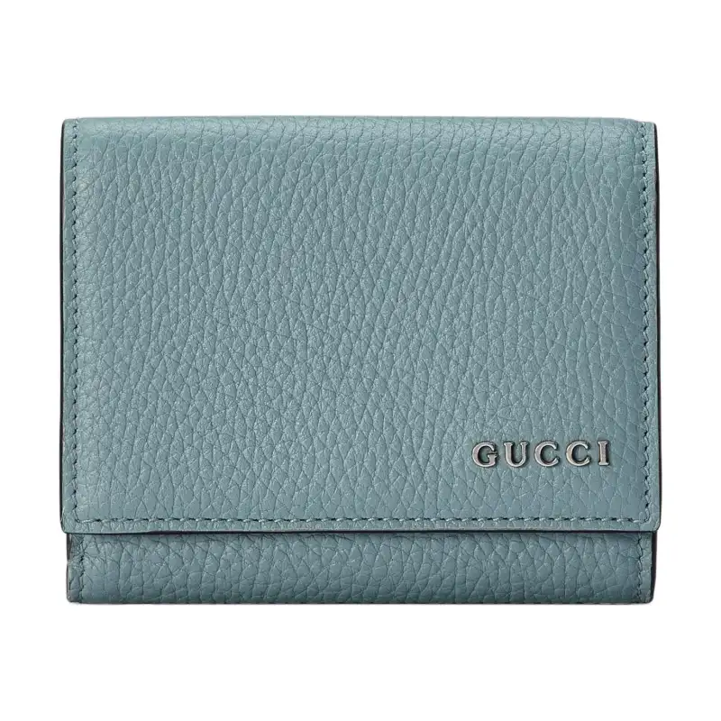 GUCCI Leather Wallet Men's Light Blue