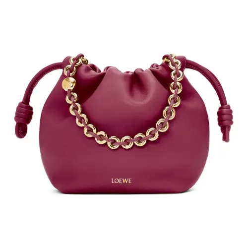 LOEWE Flamenco Nappa Sheepskin One Shoulder Crossbody Clutch Mini Women's Crimson