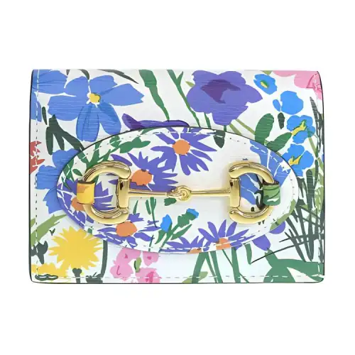 GUCCI Leather Wallet Women's Multicolor