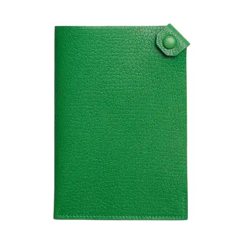 HERMES Tarmac Chamkila Goat Skin Passport Holder Small Women's 1K Bambou Bamboo Green