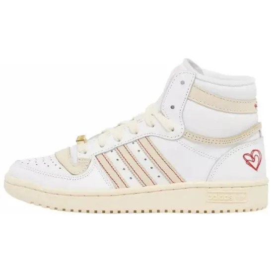 Adidas Originals Top Ten Skateboard Shoes Women's High-Top Beige White