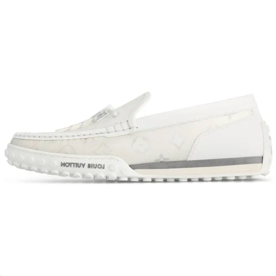 LOUIS VUITTON Racer Moccasins Shoes 'White Mesh Monogram'