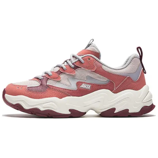 ANTA Meteorite Chunky Sneakers Women's Low-Top Red White