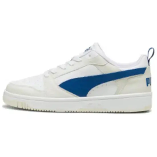 PUMA Rebound V6 Anti-Slip Wear-Resistant Low-Top Skateboard Shoes Unisex Beige White Blue