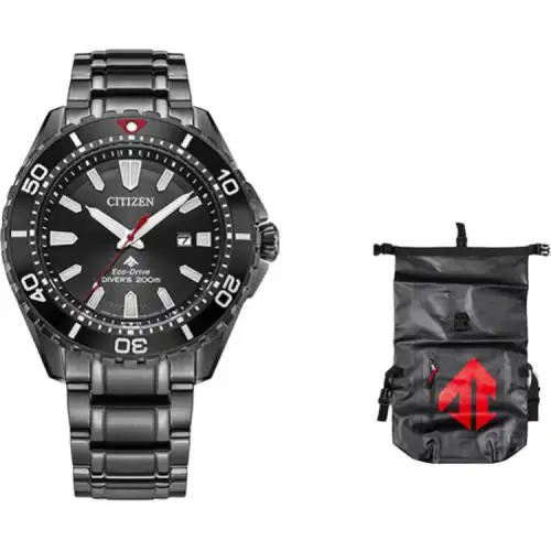 CITIZEN PROMASTER Light Powered Quartz Movement Stainless Steel Strap Watch Men's Watches Black Dial