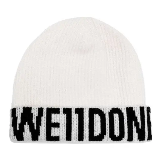 WE11DONE Intarsia-knit Logo Beanie