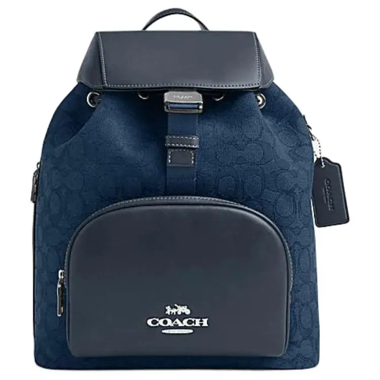 COACH PACE Fabric With Cow Leather Backpack Large Unisex Denim Blend Deep Denim