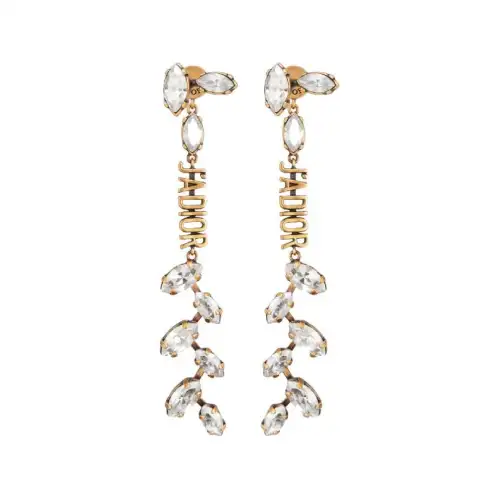 DIOR Faux Crystal, Metal Earrings Women's Gold