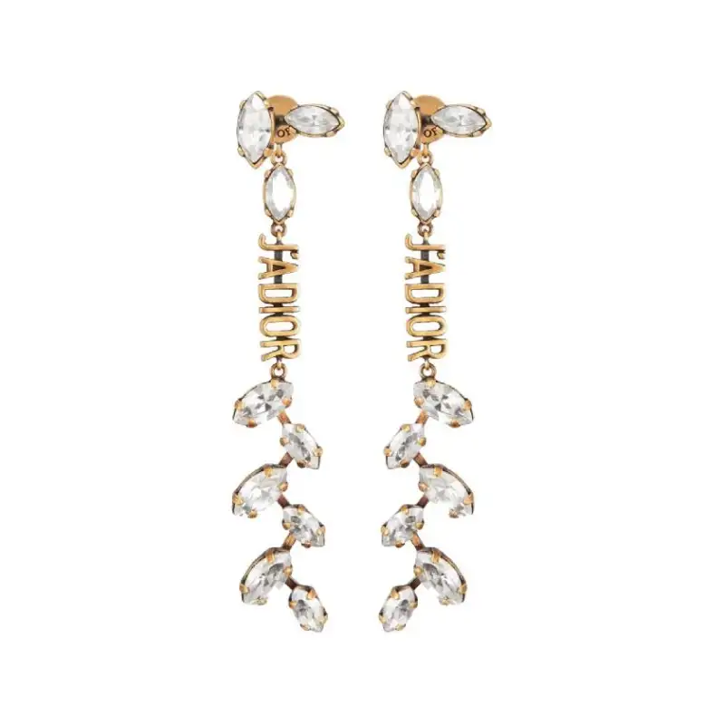 DIOR Faux Crystal, Metal Earrings Women's Gold
