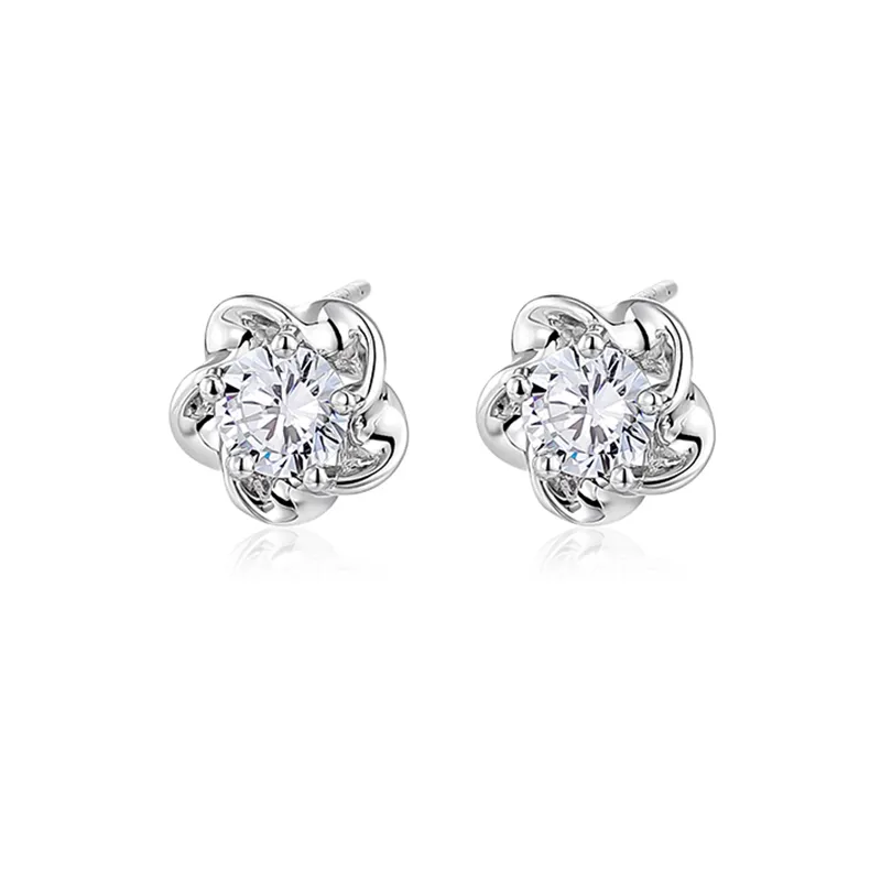 KADER 925 Sterling Silver Synthetic Cubic Zirconia Stud Earrings Women's Silver White, Women's Day, Box