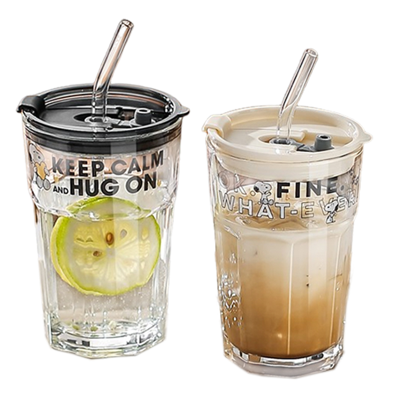 Kawashimaya KAWASIMAYA straw cup glass cup couple home office drinking cup coffee milk tea cup 430ml capacity